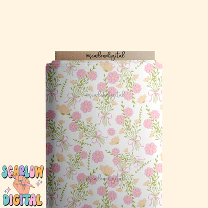 Coquette Bouquet Seamless Pattern Digital Design Download, coquette bow seamless pattern, spring flowers seamless, simple seamless patterns