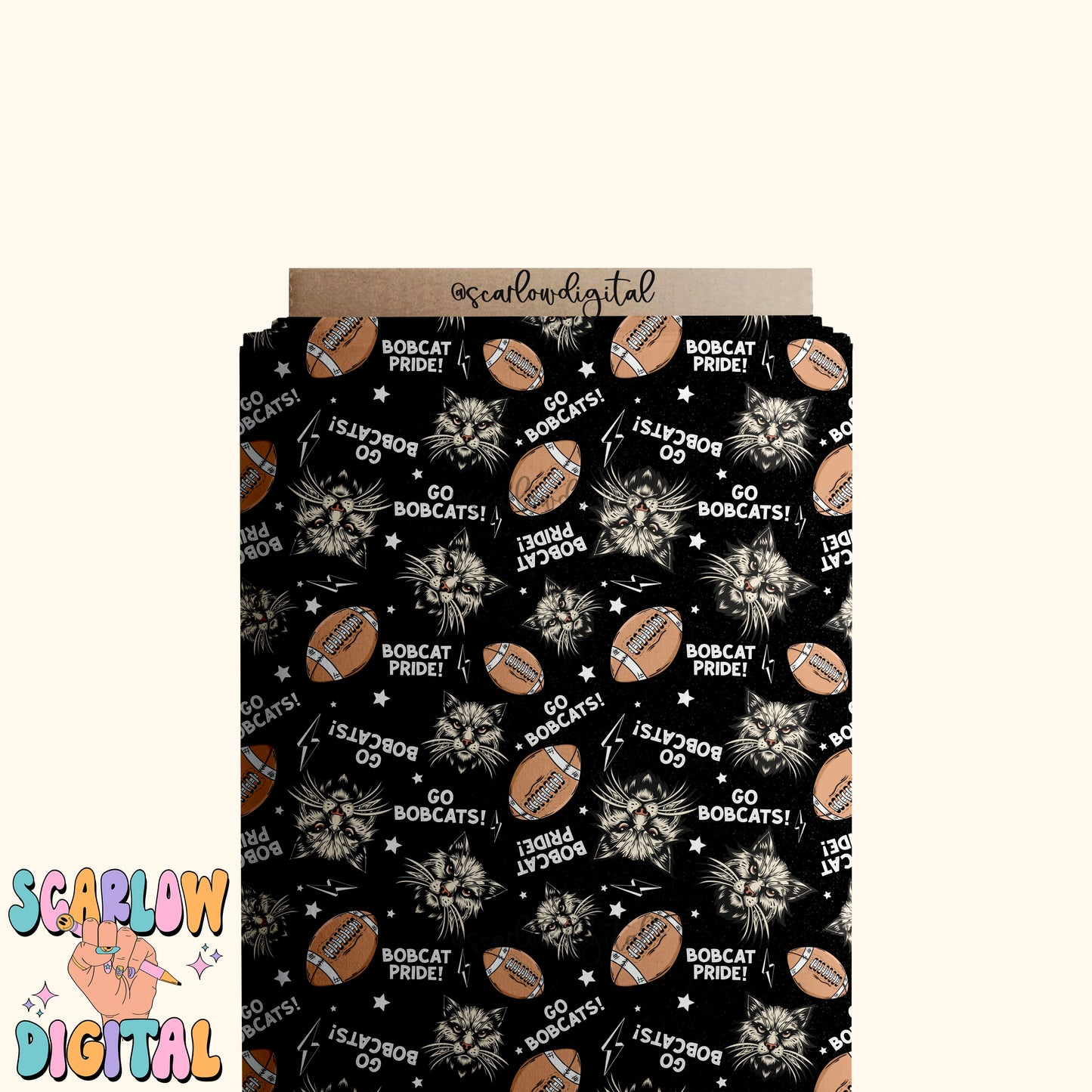 Bobcats Seamless Pattern Digital Design Download, bobcats football seamless file, team mascot digital prints, football season seamless print