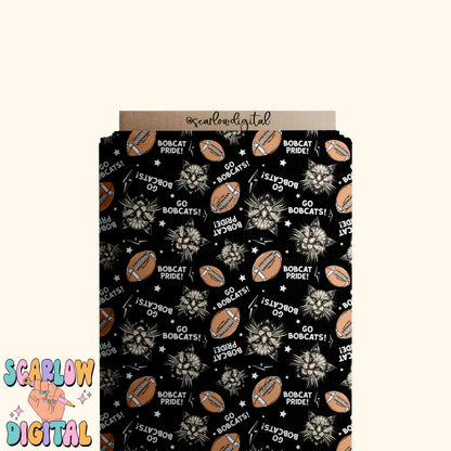 Bobcats Seamless Pattern Digital Design Download, bobcats football seamless file, team mascot digital prints, football season seamless print