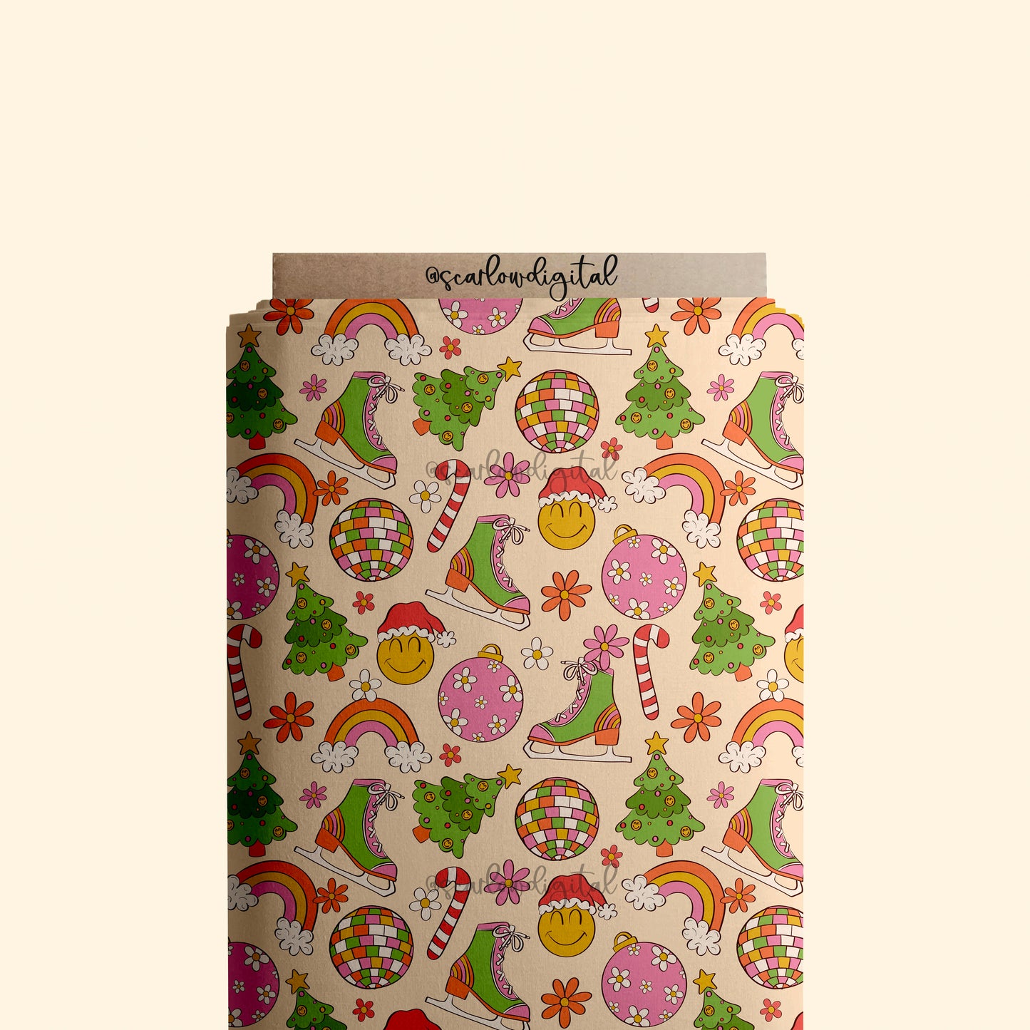 Groovy Christmas Seamless Pattern Sublimation Digital Design Download-hippie christmas seamless, disco seamless, retro christmas seamless