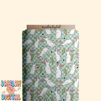 Retro Easter Bunny Seamless Pattern-Easter Sublimation Digital Design Download-checkered easter seamless pattern, boy easter seamless