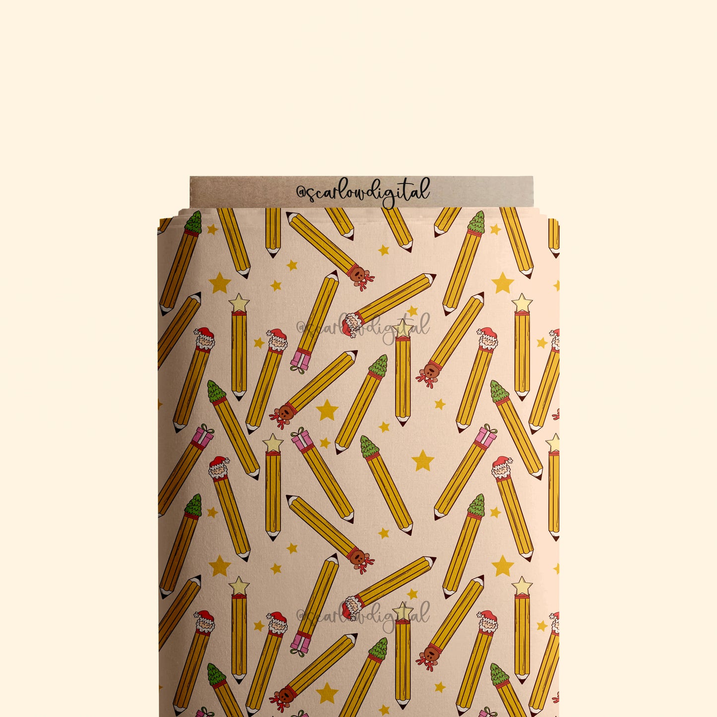 Christmas Pencils Seamless Pattern-Teacher Sublimation Digital Design Download-christmas teacher seamless, pencil eraser seamless patterns