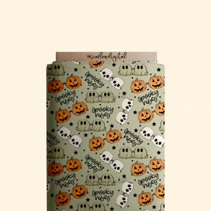 Spooky Vibes Seamless Pattern-Halloween Sublimation Digital Design Download-sunglasses seamless pattern, pumpkin seamless, skull seamless