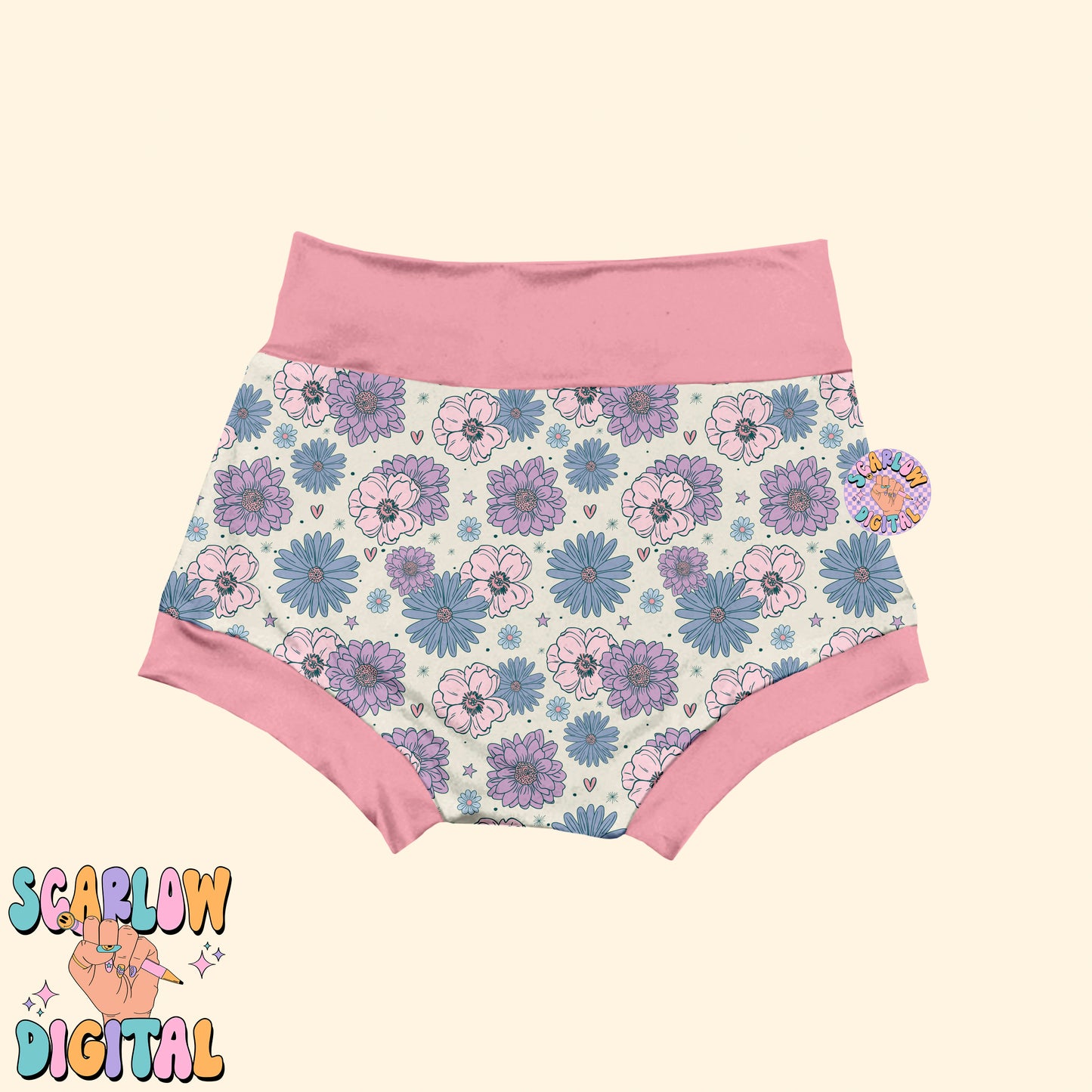 Floral Seamless Pattern Digital Design Download, flowers seamless pattern, doodle hearts seamless, girly seamless, spring seamless pattern