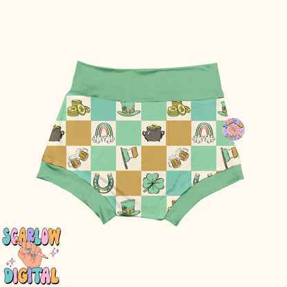 Checkered St Patrick's Day Doodles Seamless Pattern Sublimation Digital Design, rainbow seamless, pot of gold seamless, boy seamless files