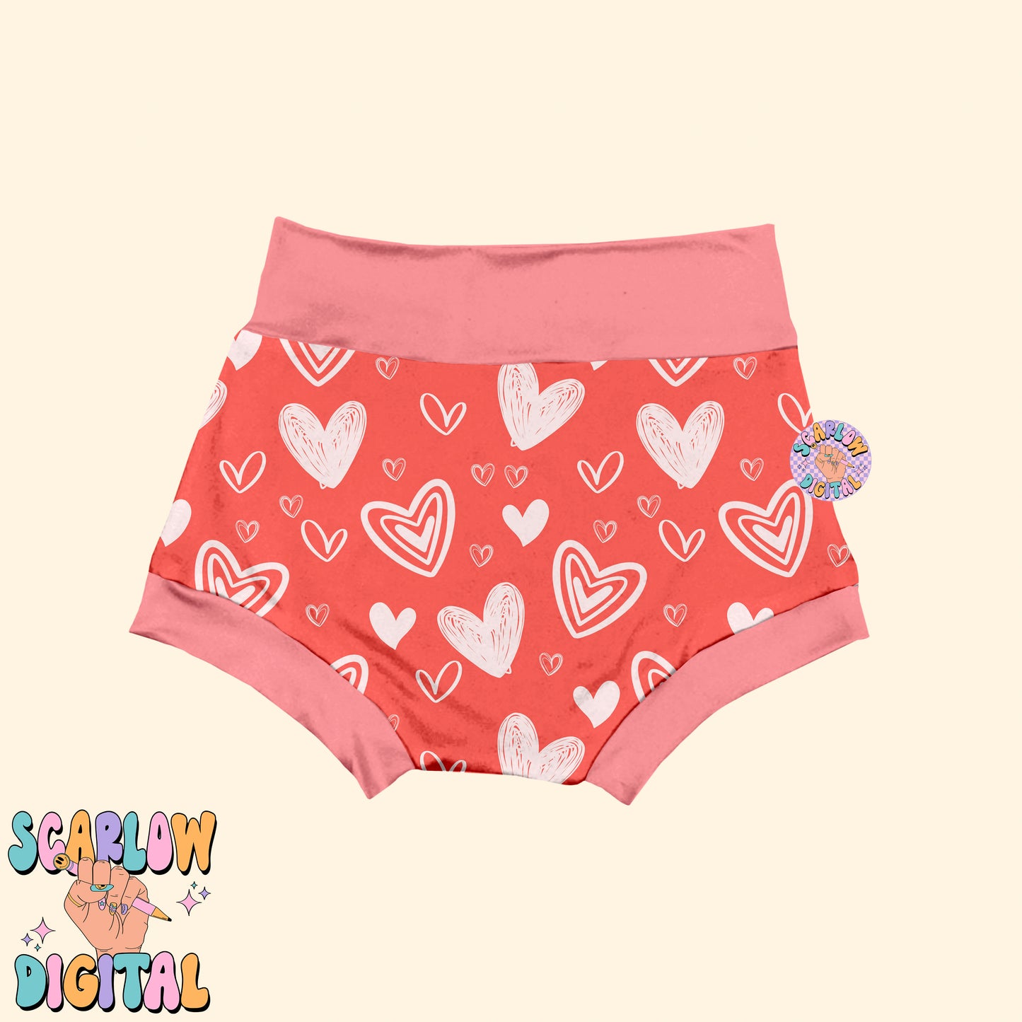 Hearts Seamless Pattern-Valentine's Day Sublimation Digital Design Download-simple valentine's day design, doodle hearts seamless file