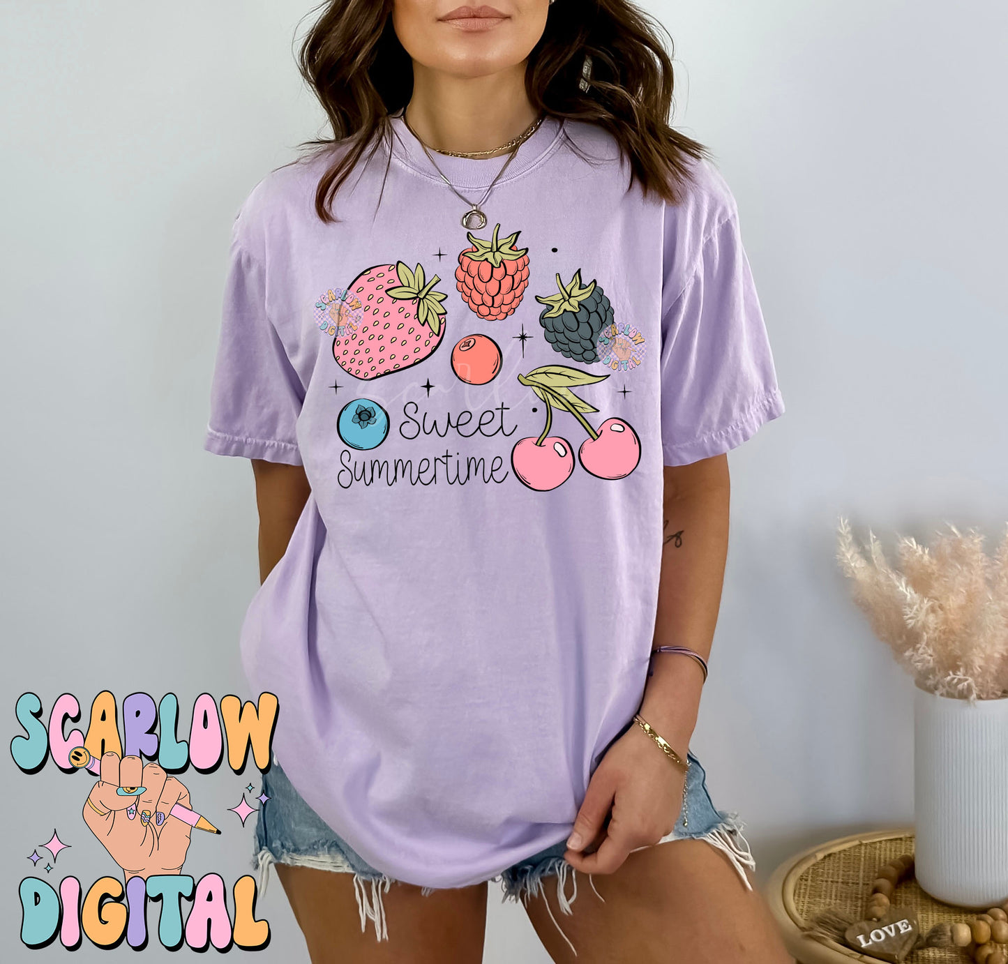 Sweet Summertime PNG-Fruit Sublimation Digital Design Download-summer fruit png, strawberry png, cherry png, kids png, png for summer