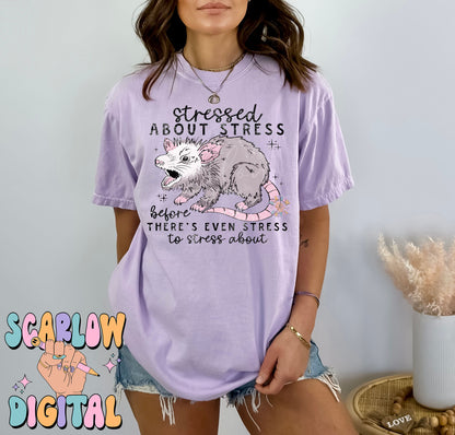 Stressed Opossum PNG-Funny Sublimation Digital Design Download-snarky png, adult humor png, stressed out png, stressed about stress png