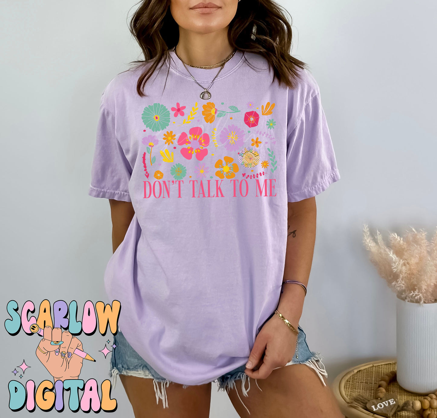 Don't Talk to Me PNG Digital Design Download, snarky png, sarcastic png, funny png, adult designs, adult humor png, trendy flowers png