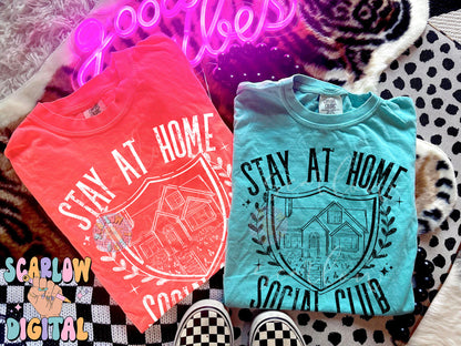 Stay at Home Social Club PNG Digital Design Download, homebody png, antisocial png, funny png, anxiety png, adults png, social anxiety png