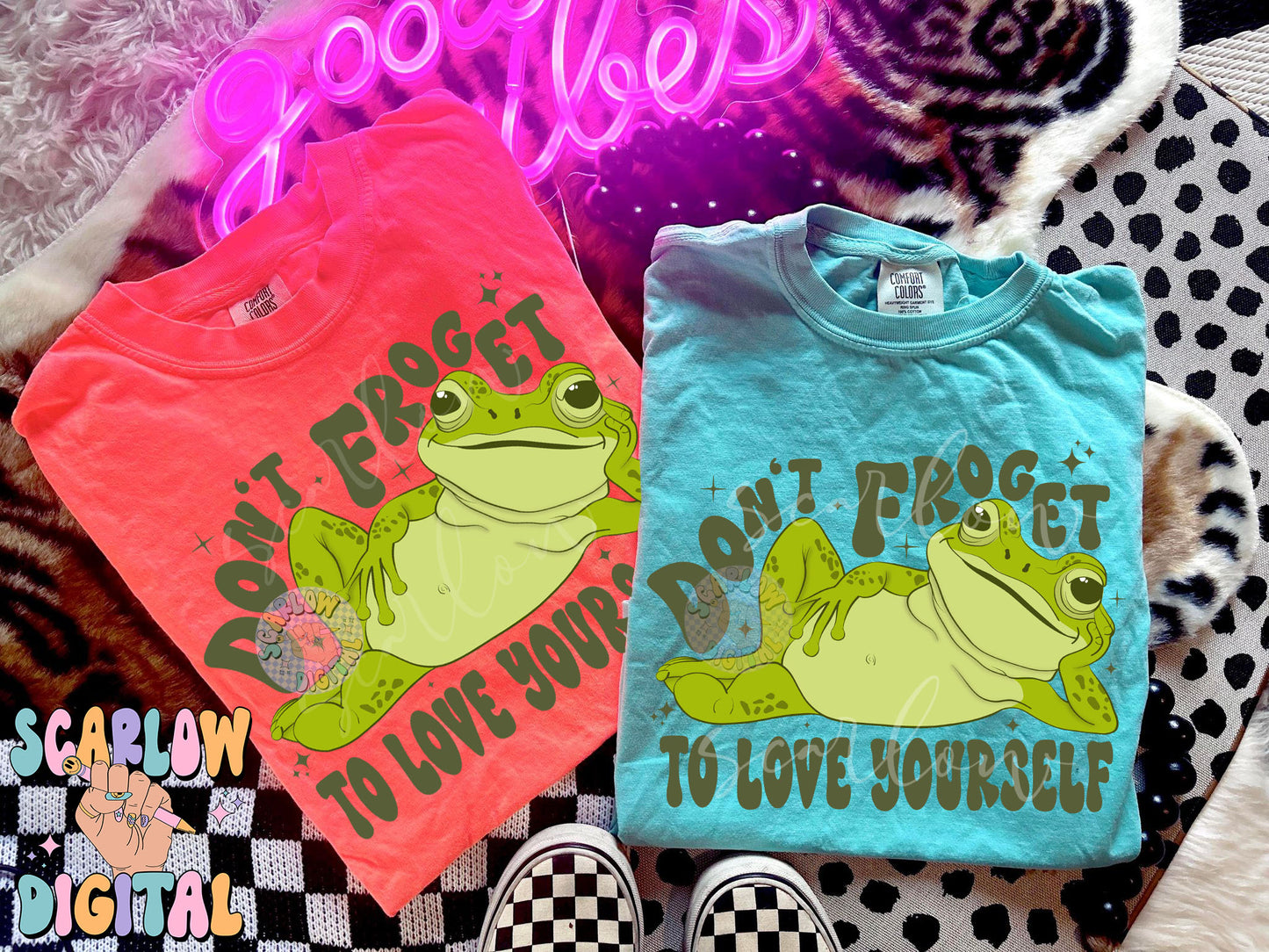 Don't Froget to Love Yourself PNG Digital Design Download, frog png, adult humor png, self love png, funny tshirt designs, snarky designs