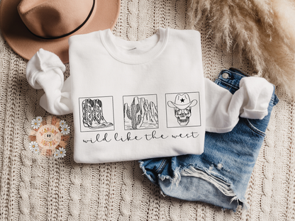 Wild Like The West PNG-Minimalist Sublimation Digital Design Download-simple png, western png, desert png, minimalist png, cactus png file