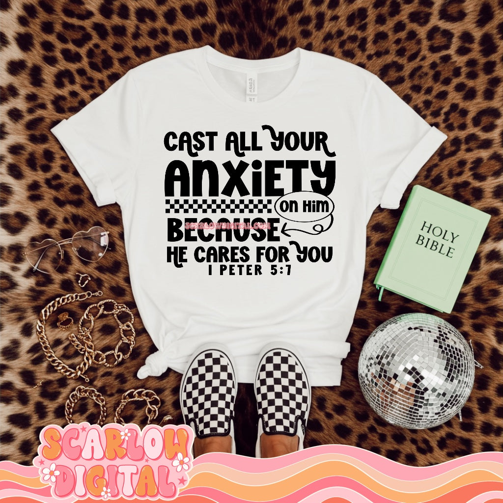 Cast All Your Anxiety On Him PNG Digital Design