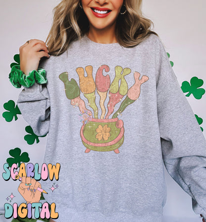 Lucky PNG-Saint Patrick's Day Sublimation Digital Design Download-clover png, shamrock png, simple st patty day png, girly saint patty png