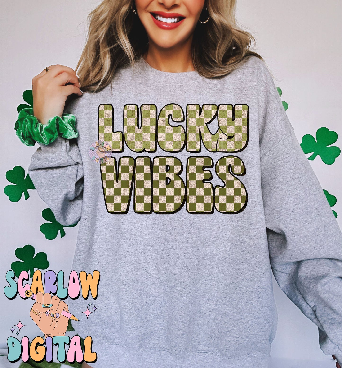 Lucky Vibes PNG-St Patrick's Day Digital Design Download-checkered png, retro st patrick's day designs, irish sublimation, leprechaun png