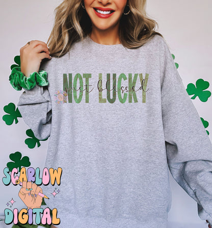 Not Lucky Just Blessed PNG-St Patrick's Day Sublimation Digital Design Download-christian png, simple png, bible verse png, religious png