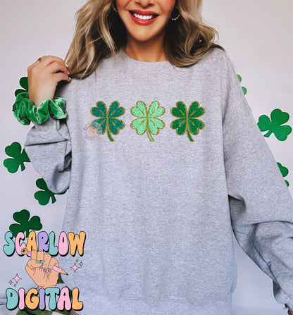 Faux Chenille Shamrocks PNG-St Patrick's Day Sublimation Digital Design Download-lucky png, chenille patches png, irish png, simple png file