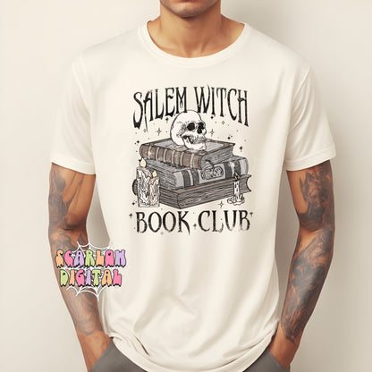 Salem Witch Book Club PNG-Halloween Sublimation Digital Design Download-book reader png, spell book png, spooky season png, witchcraft png