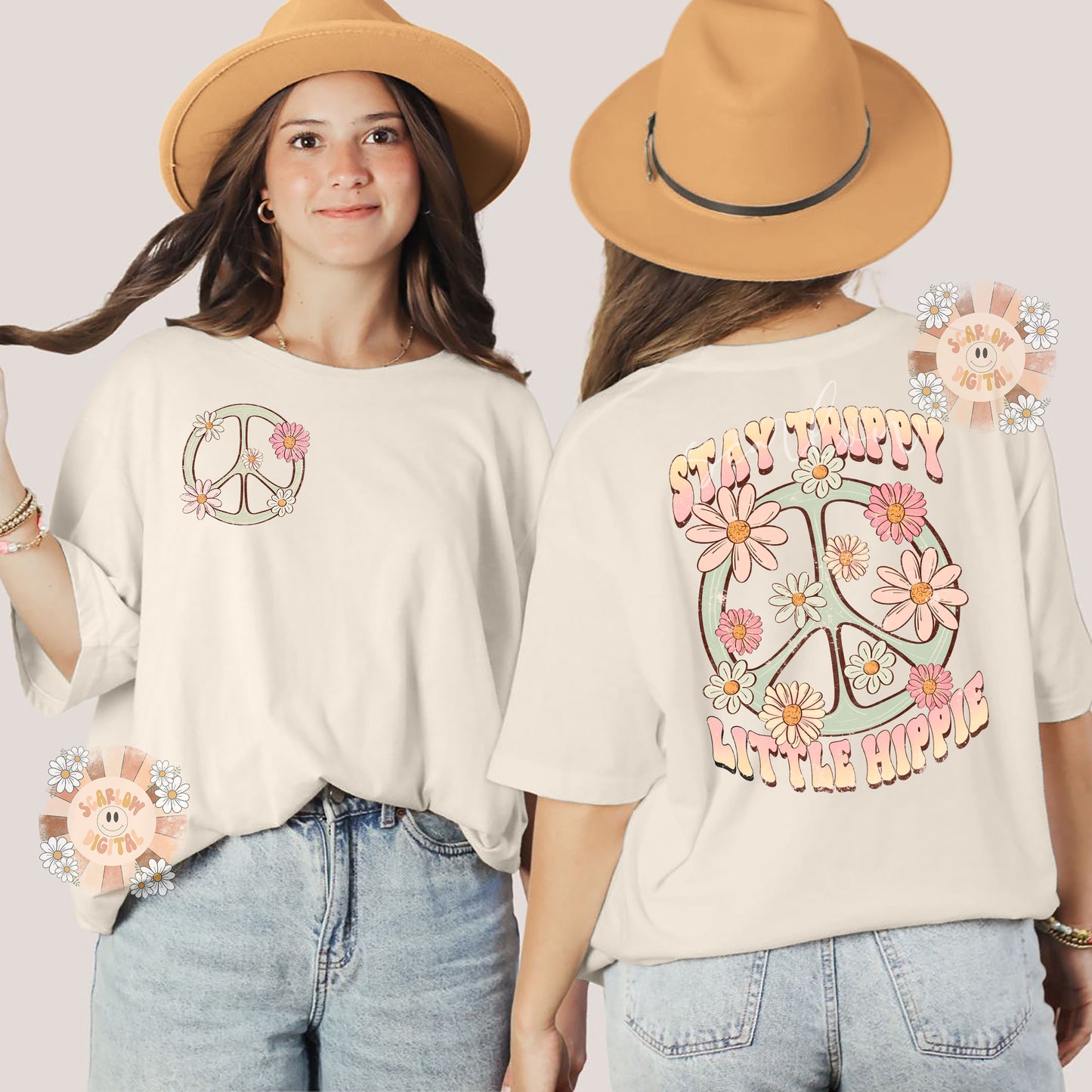 Stay Trippy Little Hippie PNG Front and Back PNG Bundle-Groovy Sublimation Digital Design Download-pocket png, pocket and back png files