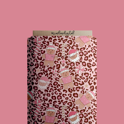 Leopard Print Seamless Pattern-Christmas Sublimation Digital Design Download-candy cane seamless, gingerbread man seamless, santa seamless