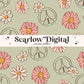 Floral Peace Sign Seamless Pattern-Hippie Sublimation Digital Design Download-groovy seamless file, flower surface pattern, boho seamless