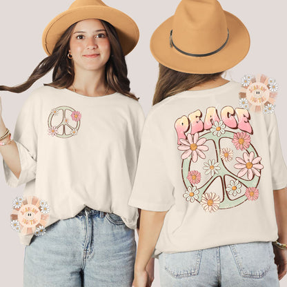 Peace PNG Front and Back PNG Bundle-Groovy Sublimation Digital Design Download-hippie png, groovy pocket png, pocket and back png files