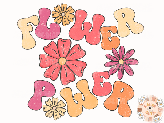 Flower Power PNG-Floral Sublimation Digital Design Download-little girl png, trendy girl png, girl power png, girl gang png, summer png file