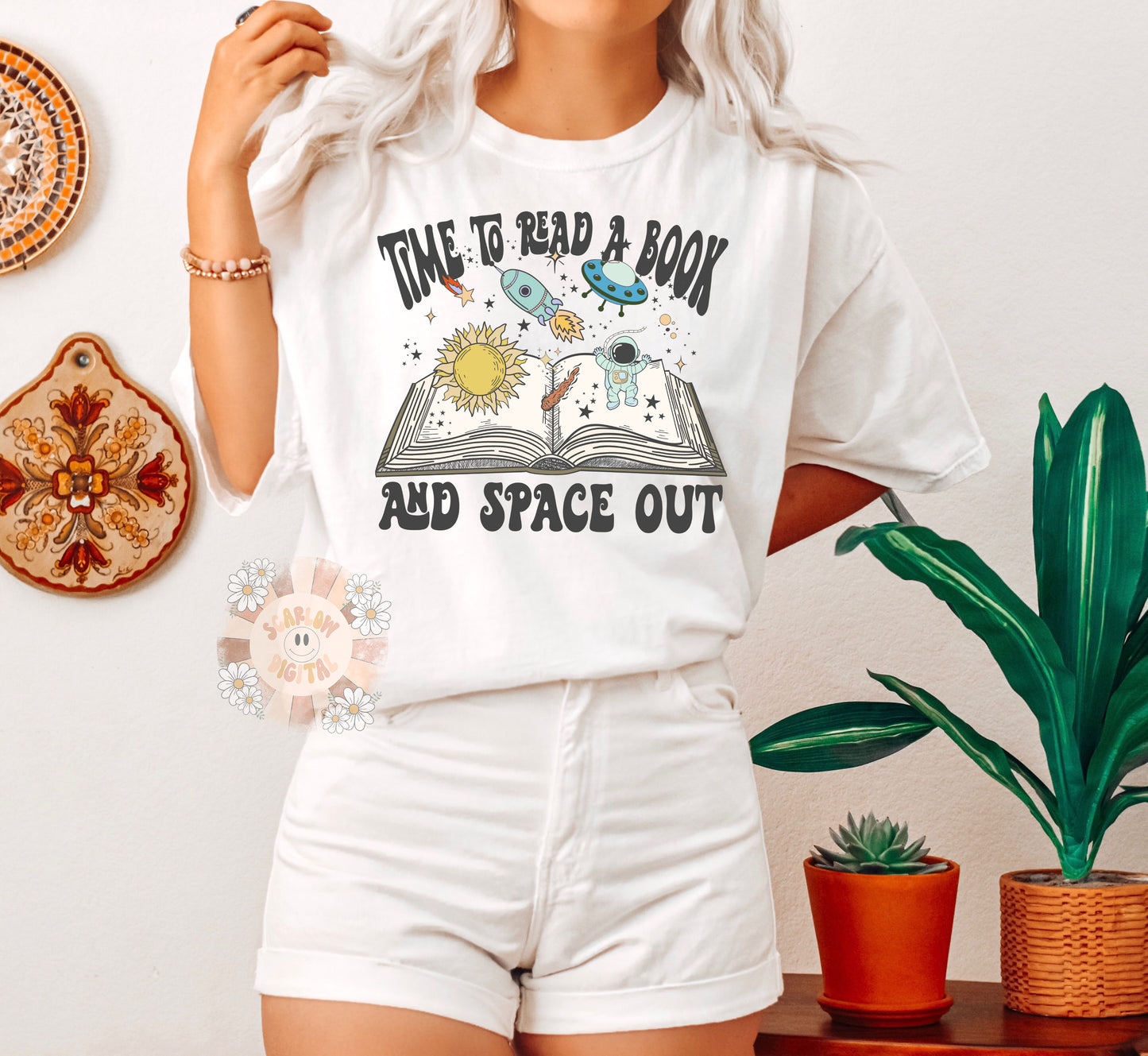 Read a Book and Space Out PNG-Book Lover Sublimation Digital Design Download-teacher png, boy png, outer space png, adventure png files