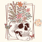 Floral Skull PNG Sublimation Digital Design Download, flowers png, skeleton png, butterfly png, trendy png, boho png, retro png, women png