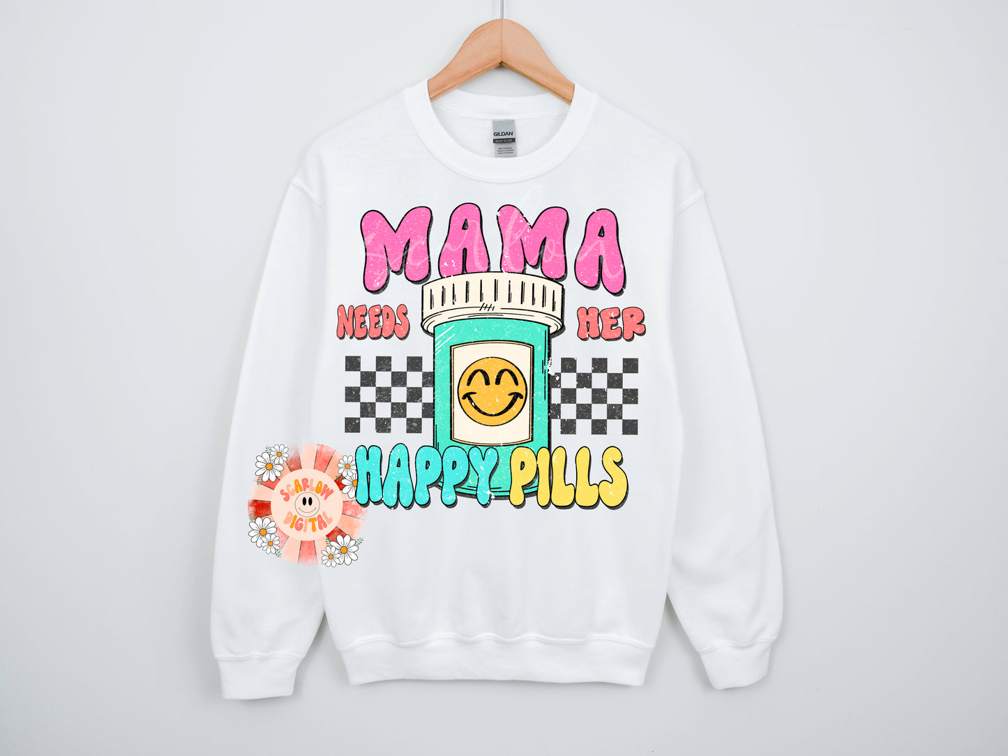 Mama Needs Her Happy Pills PNG-Funny Sublimation Digital Design Download-adult humor png, mama png, funny mom png, mental health png file