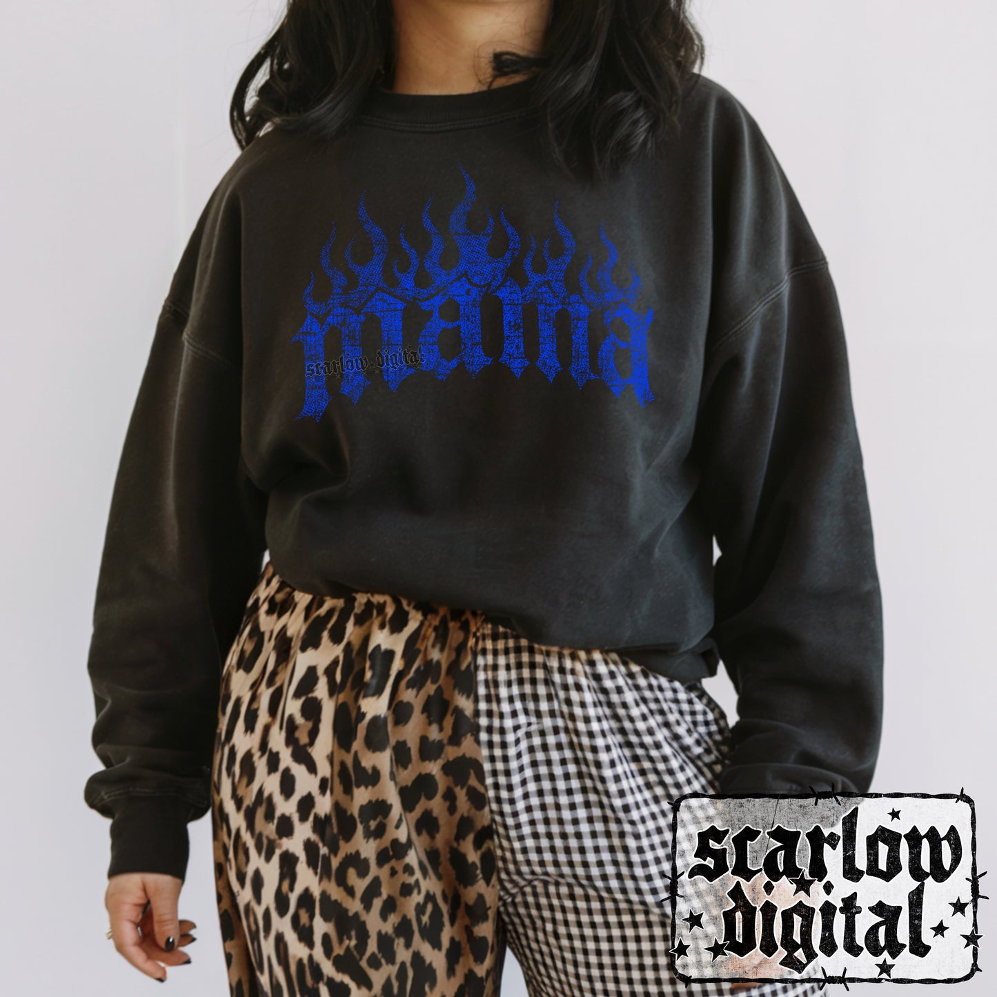 Grunge Neon Flamin Mama PNG Digital Design