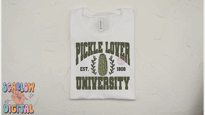 Pickle Lover University PNG Sublimation Digital Design Download, university tee png, varsity letters png, pickle png, pickle slut png design