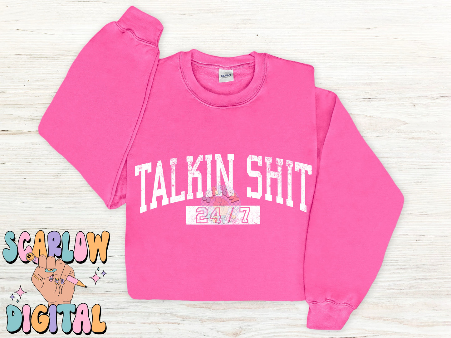 Talkin Shit 24/7 PNG Digital Design Download, adult humor png, snarky png, single color png, trendy designs, svg designs, funny png designs