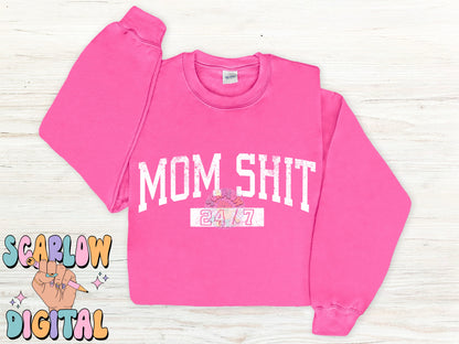 Mom Shit 24/7 PNG Digital Design Download, mama png, funny mom png, single color png, trendy mama designs, svg designs, png designs for moms