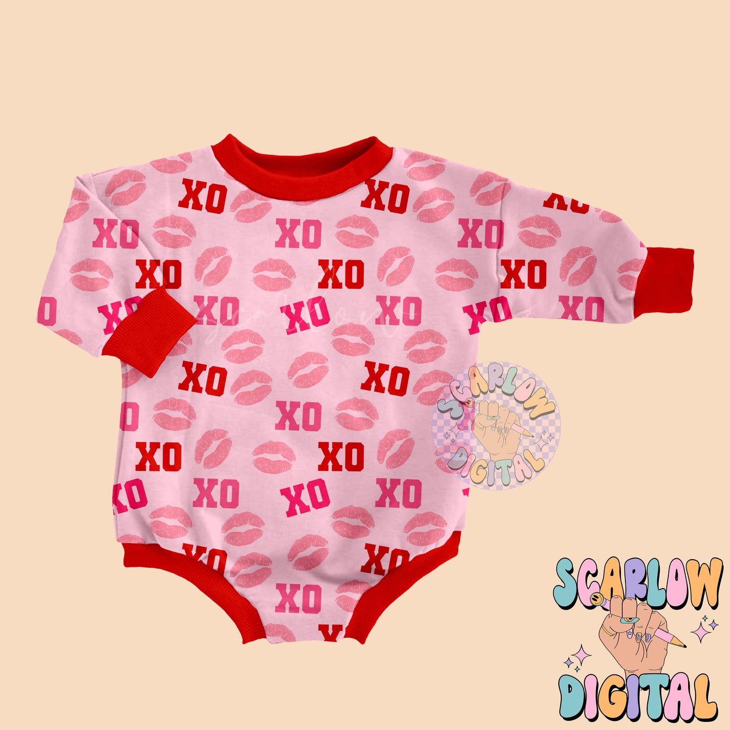 XoXo Seamless Pattern-Valentine's Day Sublimation Digital Design Download-kisses seamless file, vday designs, hearts seamless file designs