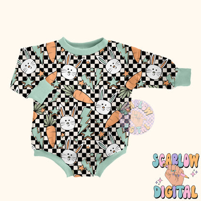 Checkered Easter Doodles Seamless Pattern-boy seamless pattern, retro easter seamless pattern, easter bunny seamless, kids seamless pattern