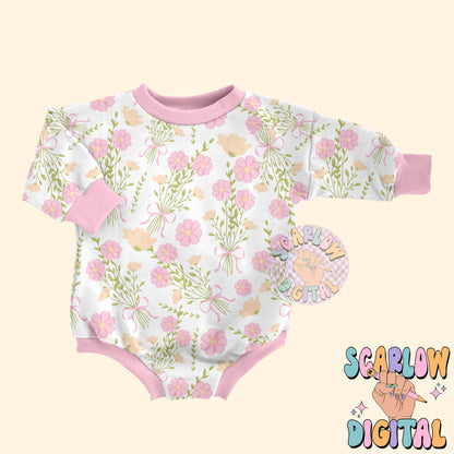 Coquette Bouquet Seamless Pattern Digital Design Download, coquette bow seamless pattern, spring flowers seamless, simple seamless patterns