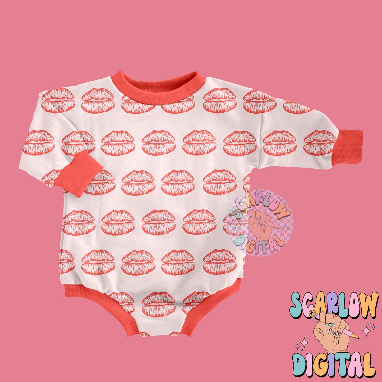 Kisses Seamless Pattern-Valentine's Day Sublimation Digital Design Download-xoxo seamless pattern, lips seamless pattern, boy seamless file