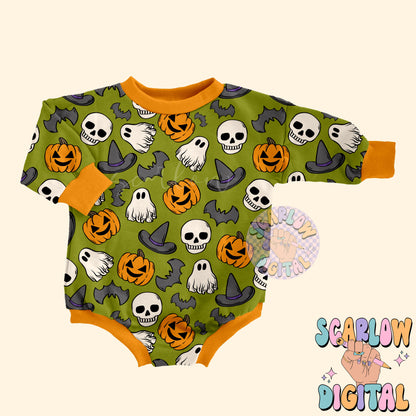 Halloween Seamless Pattern Digital Design Download, pumpkin seamless, jack o lantern seamless, skull seamless, witch seamless, fall seamless