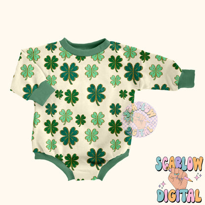 Faux Chenille Shamrock Seamless Pattern-St Patrick's Day Sublimation Digital Design Download-lucky seamless pattern, irish seamless pattern