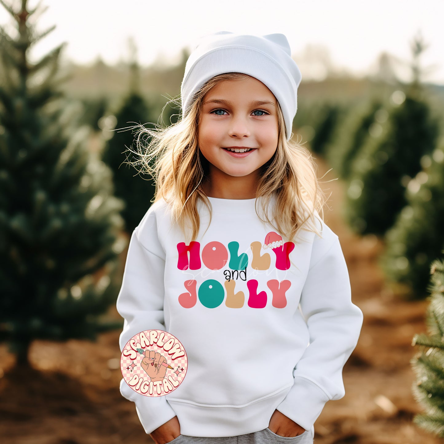 Holly Jolly PNG-Christmas Sublimation Digital Design Download-bright christmas png, colorful christmas png, retro xmas png, santa hat png