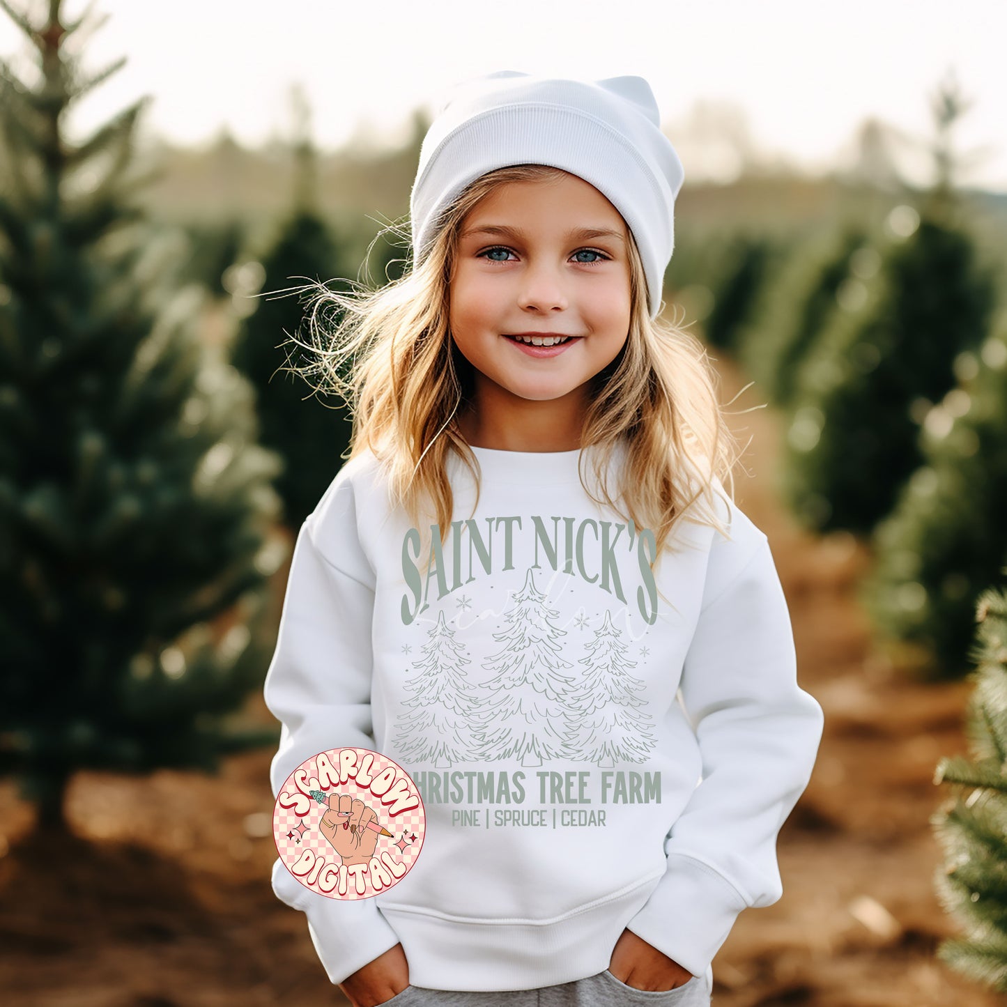 Saint Nick's Christmas Tree Farm SVG Cut File Digital Design Download-vintage christmas svg, boho christmas svg, santa claus svg designs