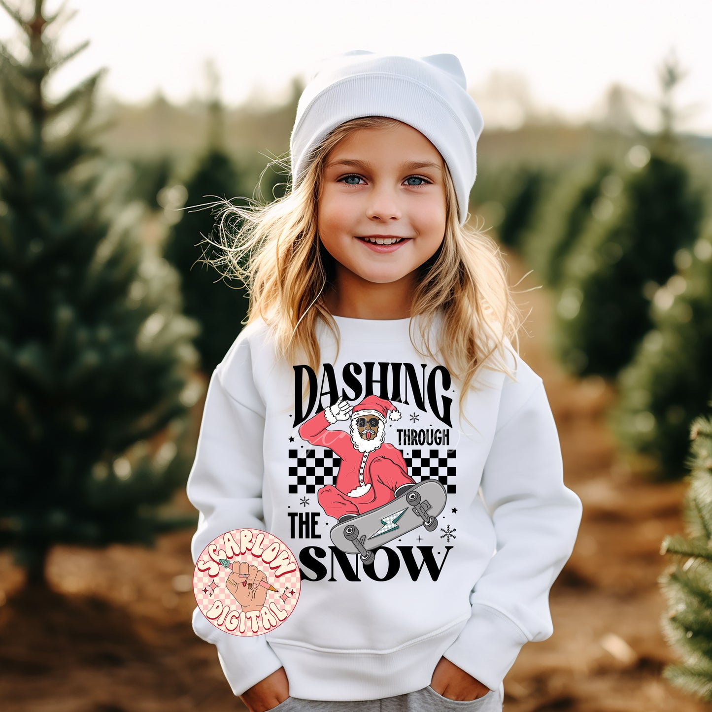 Dashing Through the Snow PNG-Christmas Sublimation Digital Design Download-santa claus png, santa on skateboard png, skater santa png file