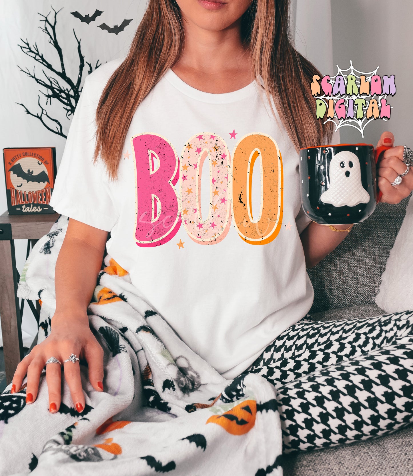 Boo PNG-Halloween Sublimation Digital Design Download-girl halloween png, preppy png, spooky season png, fall png, little girl png designs