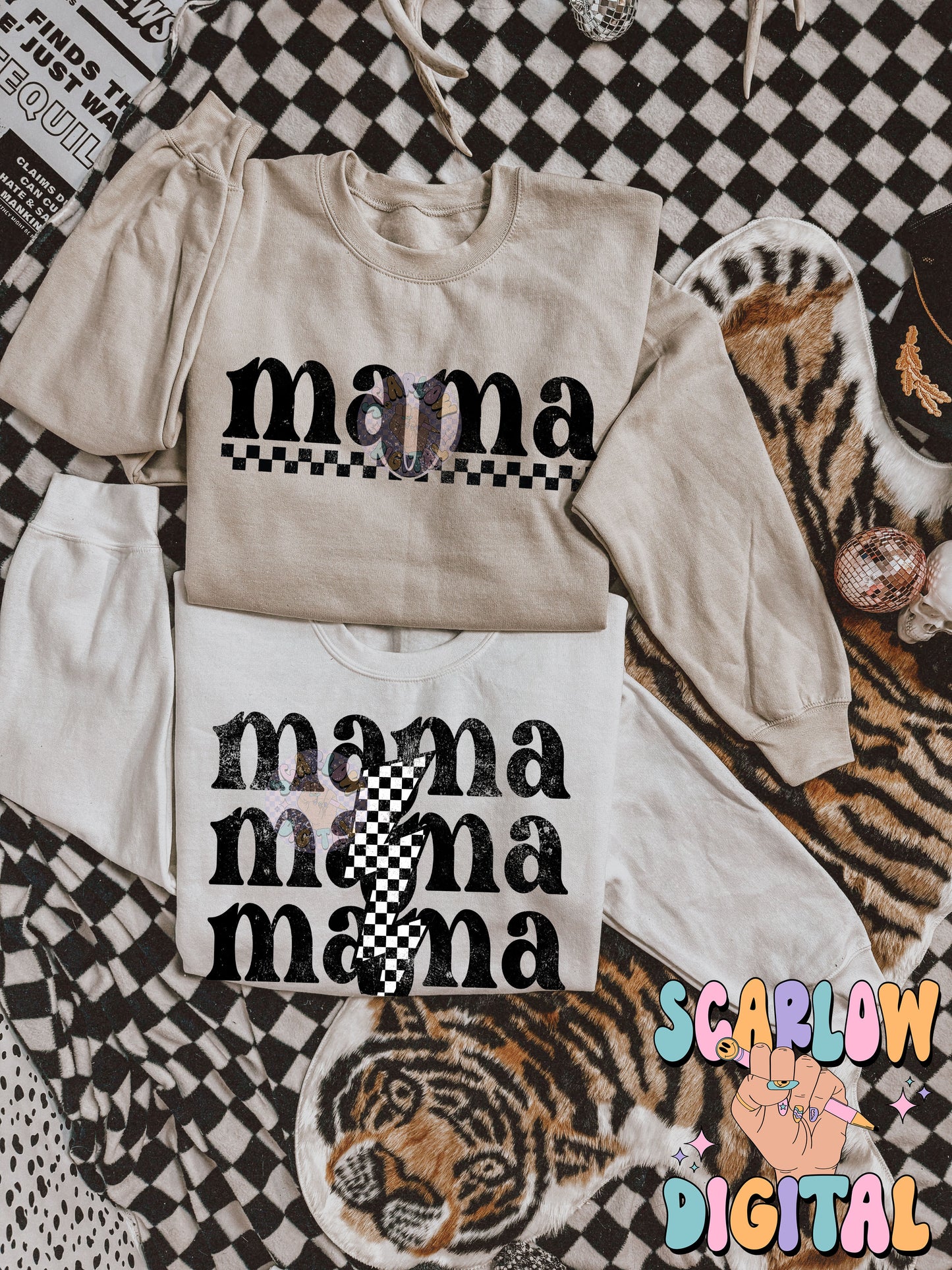 Mama Front and Back PNG Digital Design Bundle, grunge mama png, rocker mama png, pocket png, checkered mama png, png for mom, mama shirt png