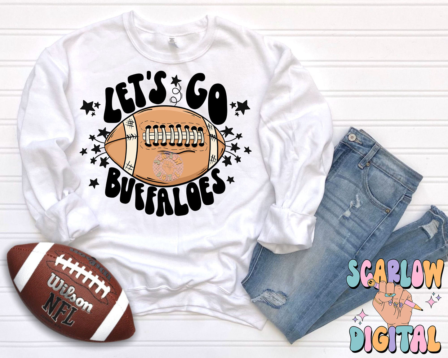 Let's Go Buffaloes PNG Digital Design Download, pom pom png, football png, sports png, single color png, school spirit png, team spirit png