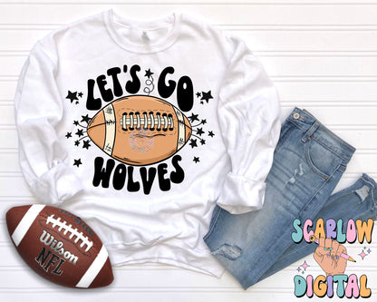 Let's Go Wolves PNG Digital Design Download, pom pom png, football png, sports png, single color png, school spirit png, team spirit png