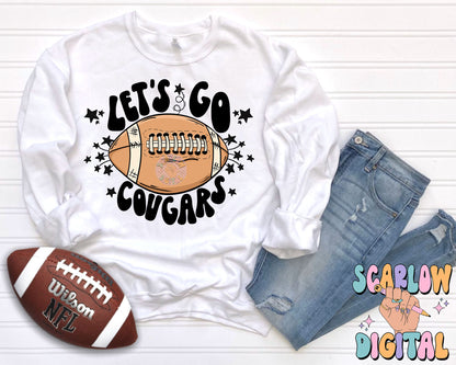 Let's Go Cougars PNG Digital Design Download, pom pom png, football png, sports png, single color png, school spirit png, team spirit png