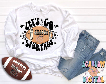 Let's Go Spartans PNG Digital Design Download, pom pom png, football png, sports png, single color png, school spirit png, team spirit png