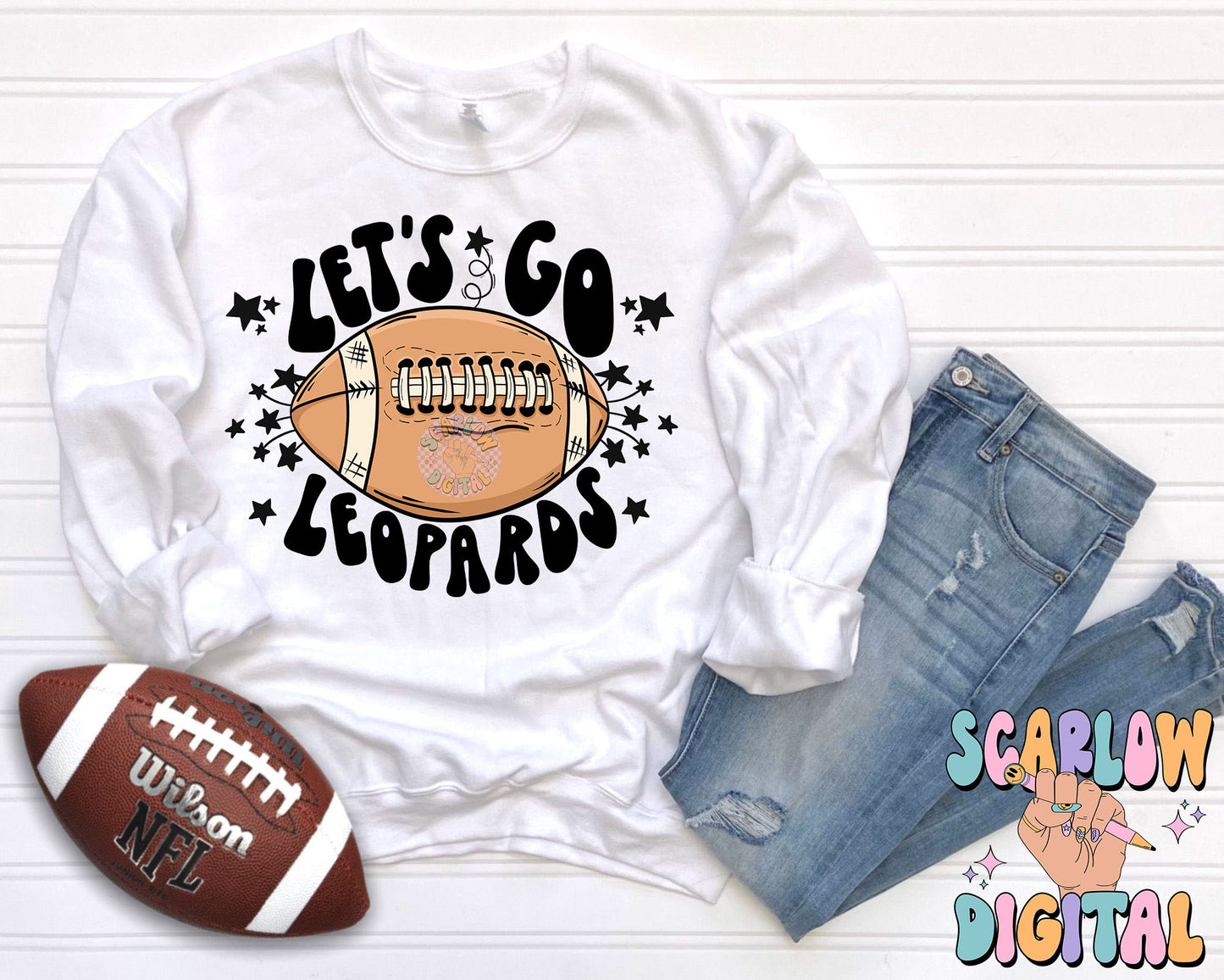 Let's Go Leopards PNG Digital Design Download, pom pom png, football png, sports png, single color png, school spirit png, team spirit png